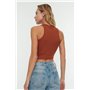 Trendyol Lot de 2 Paquets de balais d'essuie-Glace Super Crop tricotés pour athlète T-Shirt, Cinnamon-Écru, S Femme