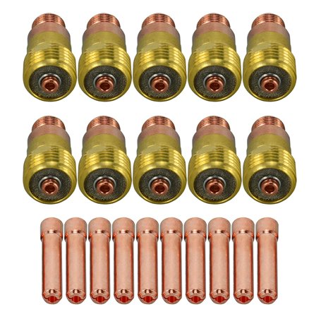 RIVERWELD Corps de Collet pour Diffuseur de Gaz Compact TIG 17GL332 10N24S 2.4mm Kit d'assortiment pour QQ300 PTA DB SR WP 17 18