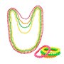 Rmeet 80s Fête Accessoires,1980 Déguisements Accessoires de Neon Perle 4 Pack Plastique Bracelets 4 Pack Fluorescents Collier Pe