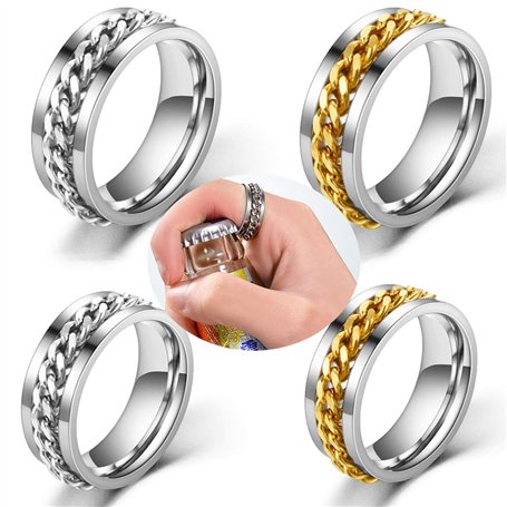 Youery 4 pièces Anneaux ouvre-Bouteille,Anneaux de chaîne Portables Outil de Tire-Bouchon Cadeau créatif chaîne rotative Anneau