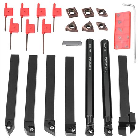 21 pièces 10 x 10 mm Porte-Outil De Tournage,Tournage en Carbure Multifonctionnel Support Alésoir avec Inserts De Carbure