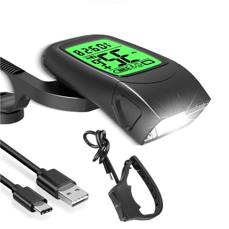 HONG TU SHENG Sans fil compteur de vitesse vélo & lumières de vélo LED & sonnette de vélo