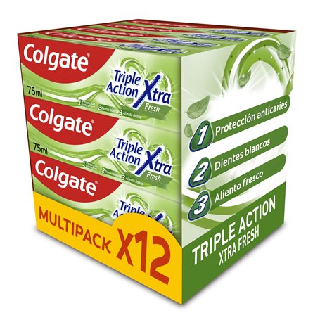 Colgate Lot de 12 dentifrices triple action Xtra Fresh 75 ml