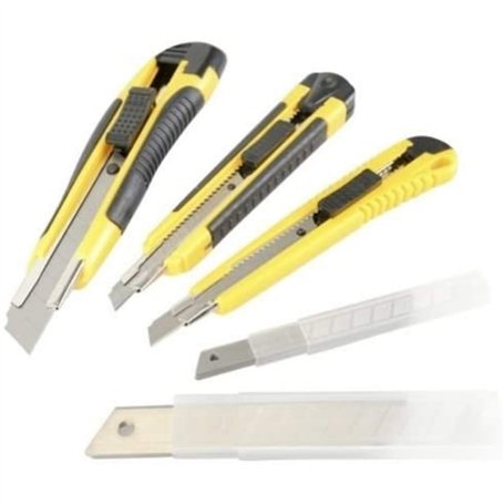 Cutters à Lame Rétractable Sécable Couteau Outil Bricolage x 3 + 23 lames