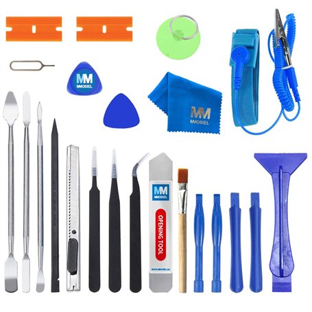 MMOBIEL Kit d'outils d'ouverture de réparation 23 en 1 de qualité supérieure avec bracelet antistatique