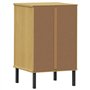 Comodino con Gambe in Metallo Marrone Legno Massello Pino OSLO
