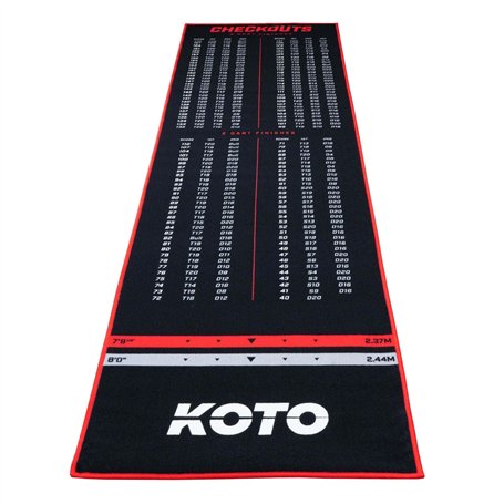 KOTO Carpet Checkout Rouge - 285 x 80 cm - Prougeecteur de Sol - Table de fléchettes - Jeux de fléchettes - Tapis de fléchettes