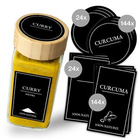 COMFORDER Set de 336 Etiquettes Autocollantes pour Épices : 168 Rectangulaires + 168 Rondes, 24 Étiquettes Vierges de Chaque For COMFORDER Set de 336 Etiquettes Autocollantes pour Épices : 168 Rectangulaires + 168 Rondes