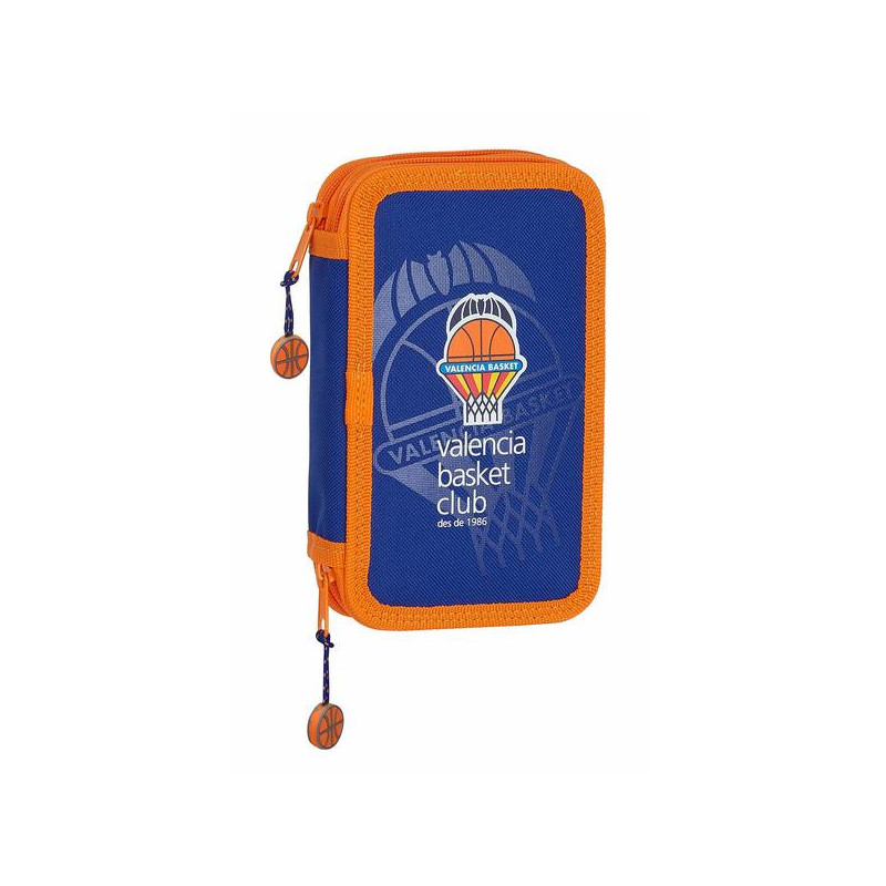 Plumier double Valencia Basket M854 Bleu Orange 12.5 x 19.5 x 4 cm (28 Pièces)