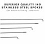 Vincita Lot de 36 rayons en acier inoxydable 14G J Bend 254 mm – 294 mm avec embouts en laiton pour rayons de roue de VTT, vélo