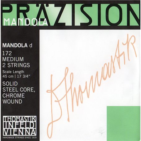 Thomastik Corde Ré 172 moyen (1 paire) filé plat sur acier chrome poli pour Mandola Präzision/Précision jeu 174 moyen