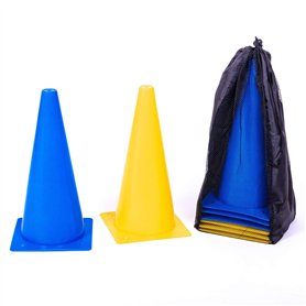 8LevelUp Set de 8 pylônes - cônes de 30 cm (4 Jaunes et 4 Bleus - Flexibles, sûrs et Robustes) avec Sac pour Le Football, l'équi 8LevelUp Set de 8 pylônes - cônes de 30 cm (4 Jaunes et 4 Bleus - Flexibles