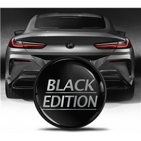 Biomar Labs Compatible avec BMW Emblème 51148219237 Plaque pour Arrière Coffre 74mm Black Edition Argent EZ 10