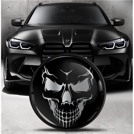 Biomar Labs Compatible avec BMW Emblème 51148132375 Plaque pour Avant Capot Arrière Coffre 82mm Crâne EO 15