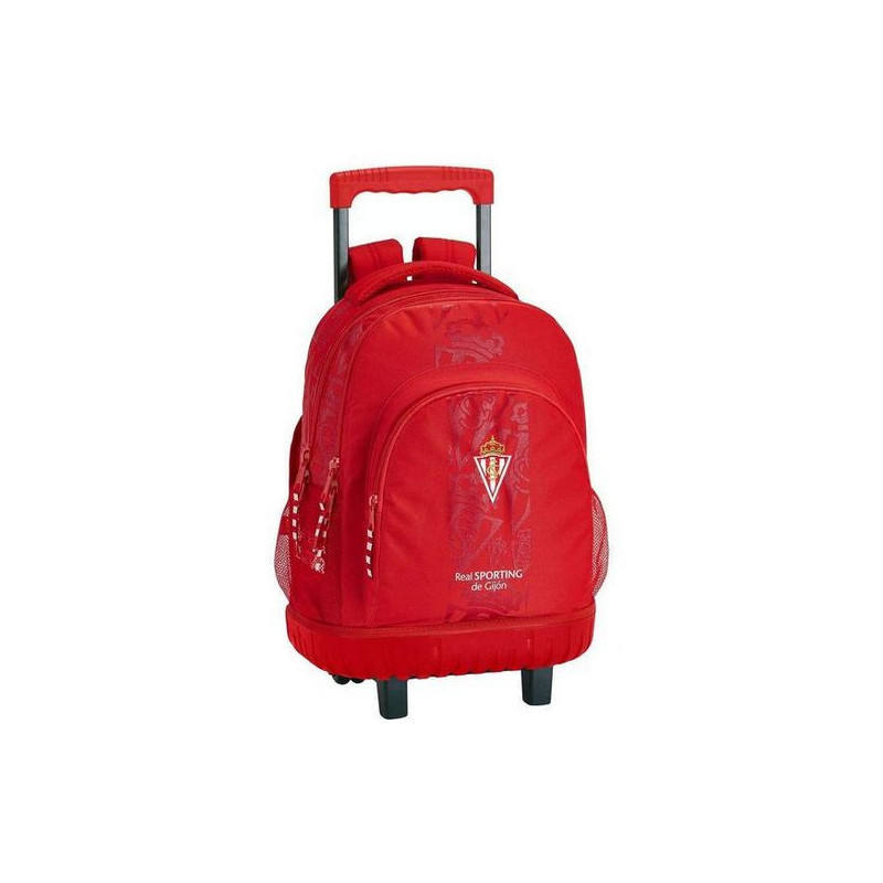 Cartable à roulettes Compact Real Sporting de Gijón SF-611972-818 Rouge (32 x 45 x 21 cm)