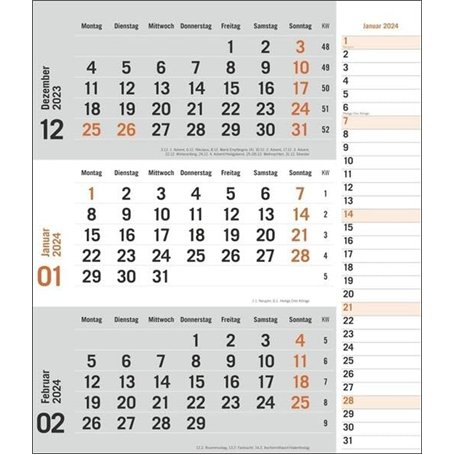 Agenda mural 2024 2024 orange pratique avec curseur de date