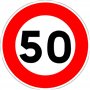 Autocollant vinyl - Panneau de limitation de vitesse à 50 km/h - Diamètre de 200 mm