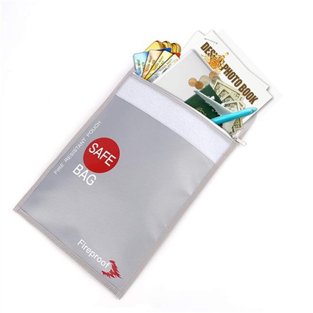 Sac de Documents Sécuritaire Ignifugé pour Argent 38x28cm Caisses à Monnaie Non-Démangeant Enduit de Silicone Sac étanche étanch