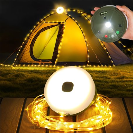FOMYHEARD 10M Chaîne Lumineuse de Camping Enroulable