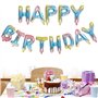 Décoration d'anniversaire Arc-en-Ciel Banderole Joyeux Anniversaire Bannière Ballons en Feuille D'hélium pour Filles
