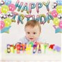 Décoration d'anniversaire Arc-en-Ciel Banderole Joyeux Anniversaire Bannière Ballons en Feuille D'hélium pour Filles,16" Colorée