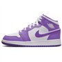 Nike Air Jordan 1 Mid (GS) Chaussures de Basketball pour garçon - Violet Venom - Blanc - 25