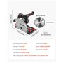 VEVOR Scie Circulaire sans Fil, Lame 139,7 mm, Kit Scie à Rail Plongeante sans Balais, Étui Rigide, Profondeur de Coupe 52 mm à 