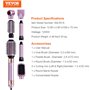 VEVOR Brosse Sèche-cheveux 6 en 1 Styler Multifonction Professionnel Ionique avec 2 Bigoudis à Enroulement Automatique, 3 Brosse