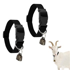 Lumeclat Lot de 2 Colliers pour Chèvres avec Cloches,Colliers en Nylon Réglables pour Moutons,Cloches Anti-Perte pour Petits Ani Lumeclat Lot de 2 Colliers pour Chèvres avec Cloches