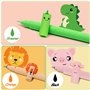 YNOUYRS Trousse Ecole 2 en1 en Silicone Souple-Set thème animalier stylos à encre gel effaçables,Kawaii Porte-Plume,stylo gel No
