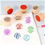 6PCS Tampons Bois En Caoutchouc pour Enseignants Tampons Récompense Motivation Phrase Appréciations Encouragement Cadeau pour Fê