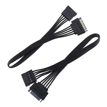 YINETTECH 2pcs Câble d'extension d'alimentation SATA de 15 Broches Mâle à Disque Dur Femelle 12.6 Pouces