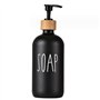 Distributeur de savon en verre noir de 500 ml avec pompe en bois rechargeable Boston ronde porte-savon pour les mains