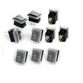 Switian Interrupteur Bascule SPST 3A 250V Mini Étanche - Lot de 10 avec Housse Imperméable