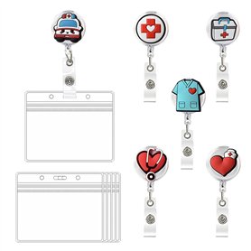 6 Pièces Porte Badge Infirmiere Badge Infirmiere Porte-badges avec Clip Rétractable Badge Infirmiere Personnalisé Attache Badge  6 Pièces Porte Badge Infirmiere Badge Infirmiere Porte-badges avec Clip Rétractable Badge Infirmiere Personnalisé Attache Badge
