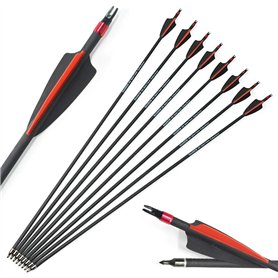 SHARROW 12pcs Flèche en Carbone 30 Pouces Flèches de Chasse Spine 400 Flèches et Arcs Carbone Flèches Tir à l’Arc pour Chasse et