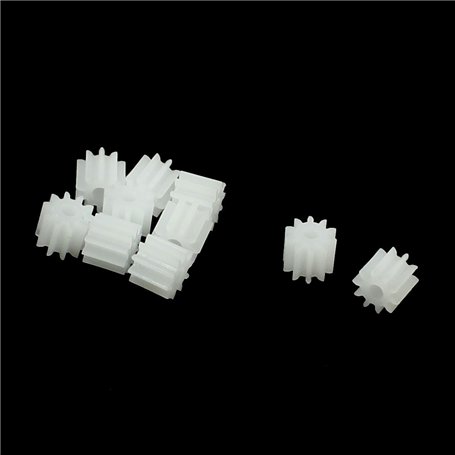 sourcing map 10 Pcs Blanc Plastique 10 Dents Électrique Modèles Denté Roues Engrenages