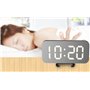 EXTSUD Réveil Numérique LED Miroir Horlogue Digital Luminosité Réglable pour Maison, Bureau, l’Hôtel, Smart Mobile Power, avec 2