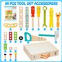 Jouet Boîte à Outils Enfant, 34 Pièces Jouet en Bois Malette Outils et Établis, Créatif et Éducatif DIY 3D Jeux de Construction,