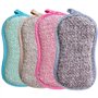 JJiaoLinin Lot de 4 Eponge Reutilisable Lavable de Cuisine,Éponge Microfibre,Anti Rayure et Multi-Surfaces,pour Nettoyer la Vais
