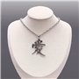 Collier avec pendentif japonais Kanji en acier inoxydable poli et symbole porte-bonheur personnalisé, Acier inoxydable