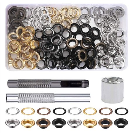 FOGAWA 100pcs Oeillets pour Baches Kit de Grommets Eyelets en Métal 4 Couleurs Trousse à Oeillets 10mm avec 3pcs Grommet Outils