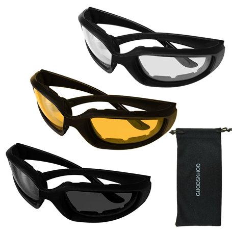 GUODSKHOO 3 Paires Lunettes de Soleil Homme Sport vtt Lunette Cyclisme Lunettes de Vélo Protection Lumière Lunettes de Vision No