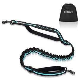 Philorn Laisse Chien Mains-Libres (47" - 67") avec Coutures Réfléchissantes, Pochette de Taille Ajustable(24" - 47") et Doubles  Philorn Laisse Chien Mains-Libres (47" - 67") avec Coutures Réfléchissantes