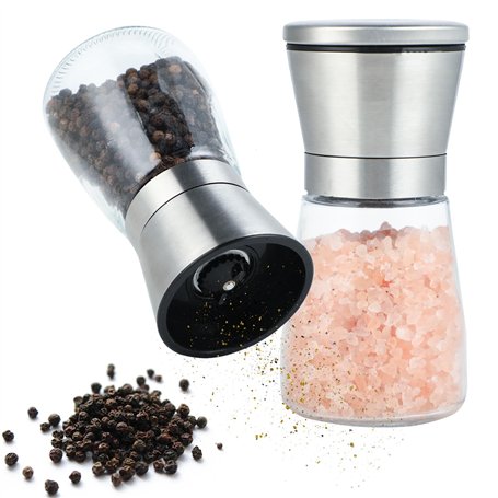 Set de 2 pièces de moulin à poivre avecsel poivre réglable - Inclut un moulin à manuel en inox - Démontable