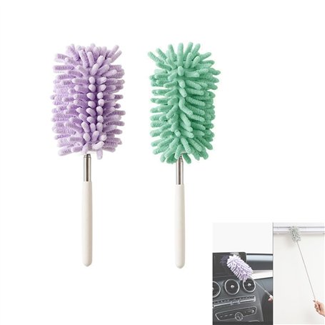 Lot de 2 plumeaux télescopiques en microfibre – Lavables