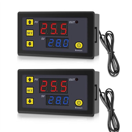 GERUI Lot de 2 régulateurs de température numériques W3230 20 A DC 12 V - Thermostat numérique - 50-120 °C - Avec sonde NTC 10 K