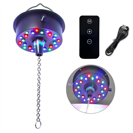 Remote Control 5 RPM-9 RPM Adjustable Mirror Ball Rotating Motor with 24 RGB Led Light for 4 6 8 12" Disco Balls (Not Include) f