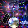 Remote Control 5 RPM-9 RPM Adjustable Mirror Ball Rotating Motor with 24 RGB Led Light for 4 6 8 12" Disco Balls (Not Include) f