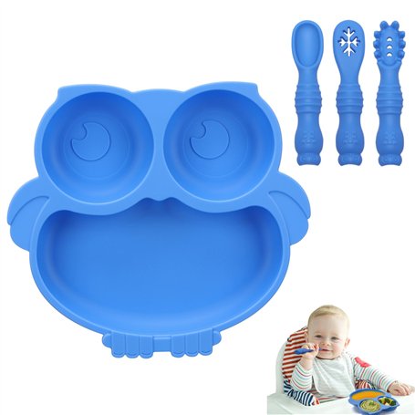 Alyvisun Hibou Assiette Ventouse pour Bébé